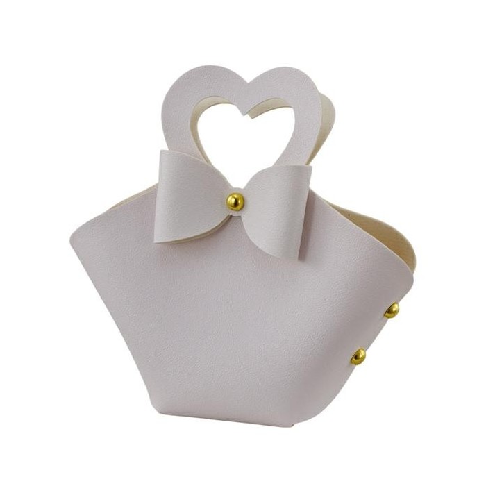 BORSETTA CUORE GRANDE BIANCA 12X13